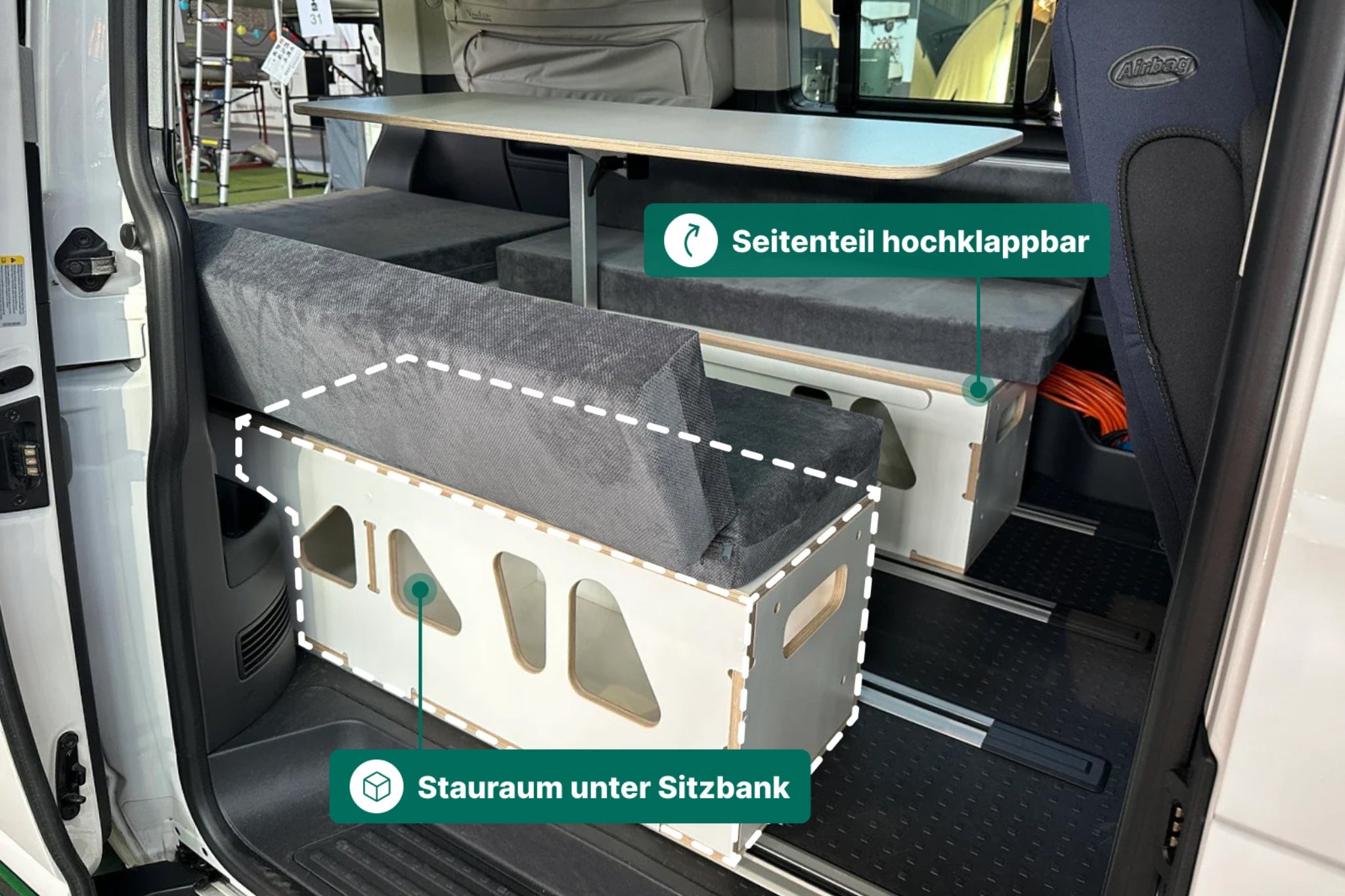 Moonbox Campingbox mit Tisch Van/Bus 124cm Modify Weiß