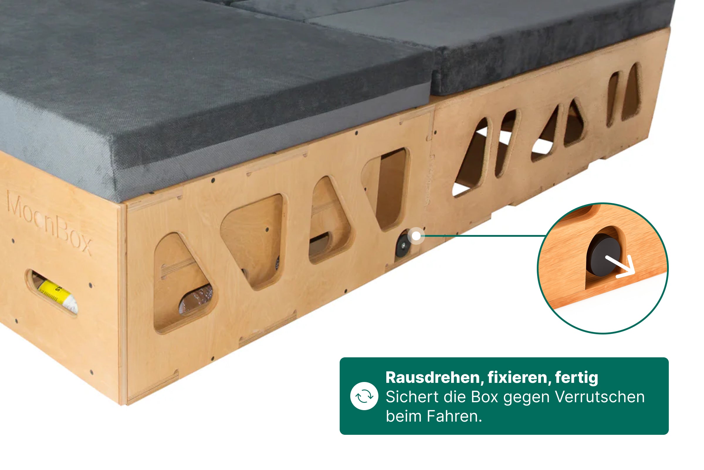 Moonbox Campingbox mit Tisch Van/Bus 119cm Natur