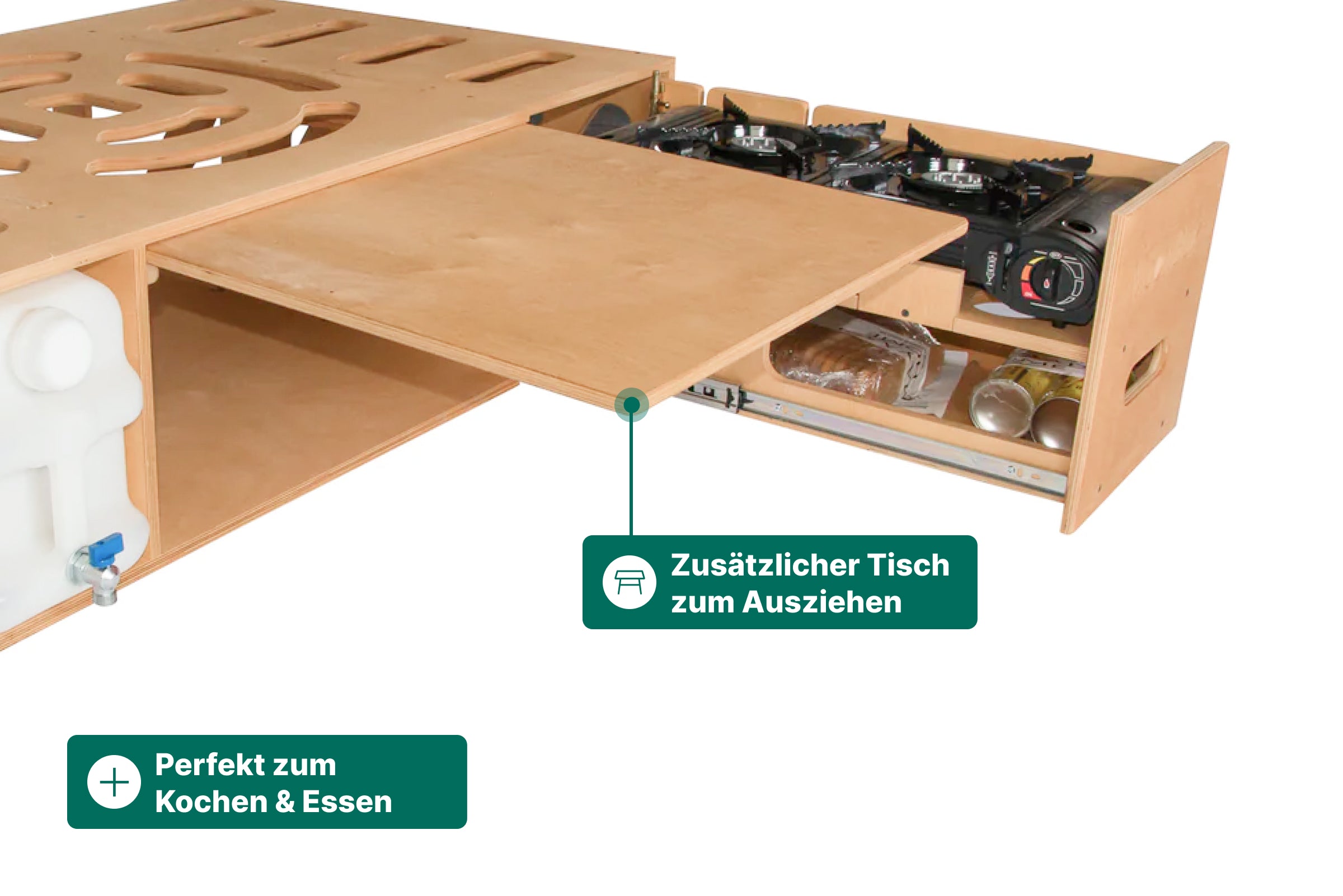 Moonbox Campingbox mit Tisch Van/Bus 119cm Natur