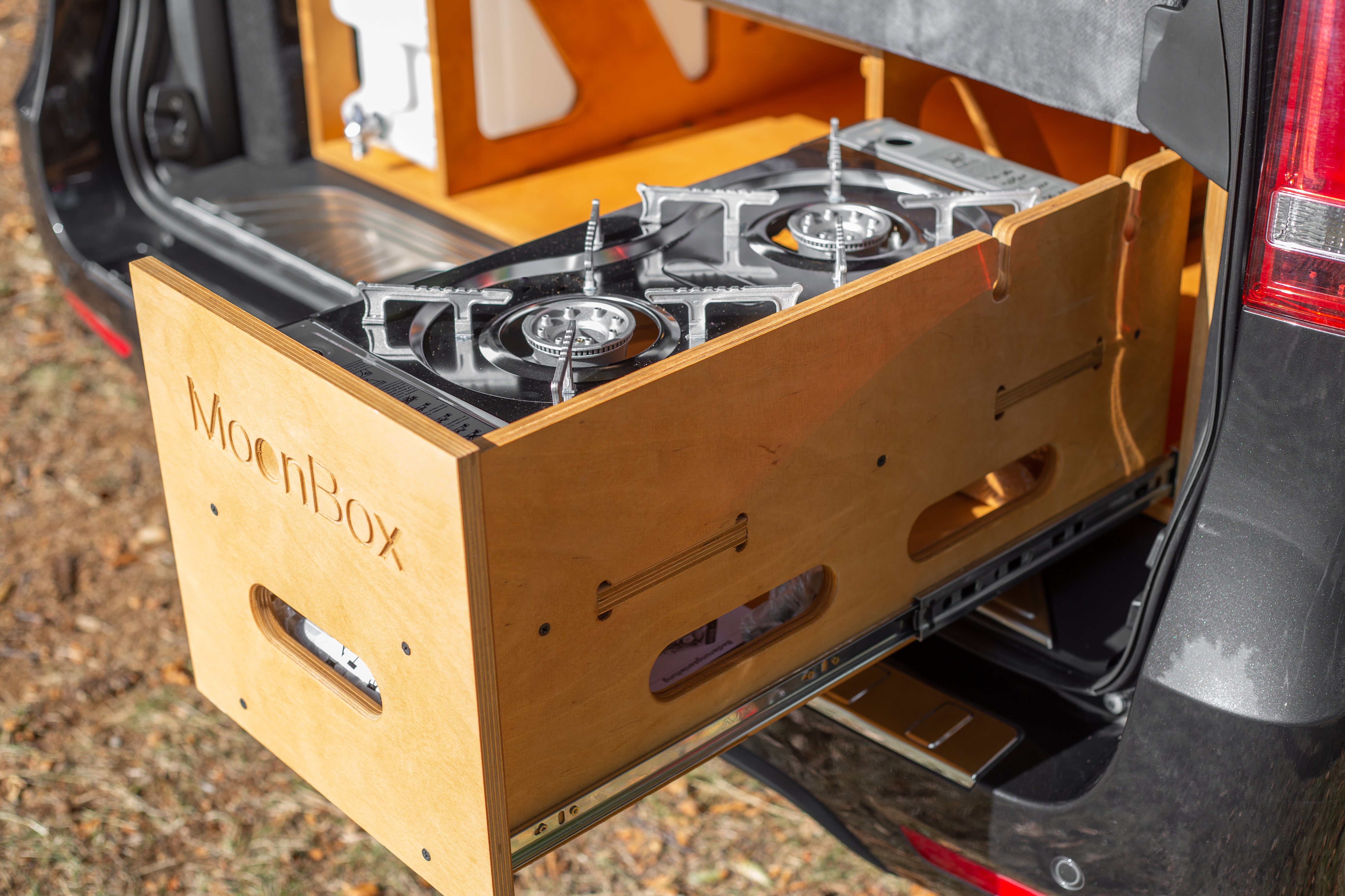 Moonbox Campingbox mit Tisch Van/Bus 115cm Natur