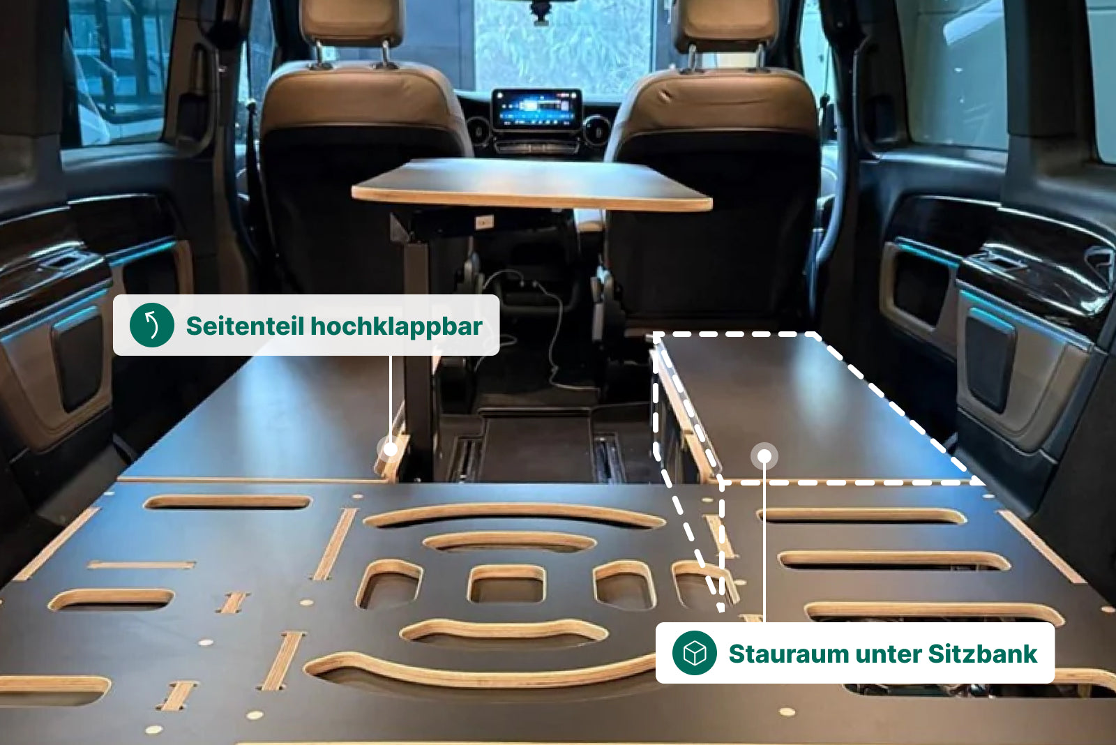 Moonbox Campingbox mit Tisch Van/Bus 124cm Modify Dunkelgrau