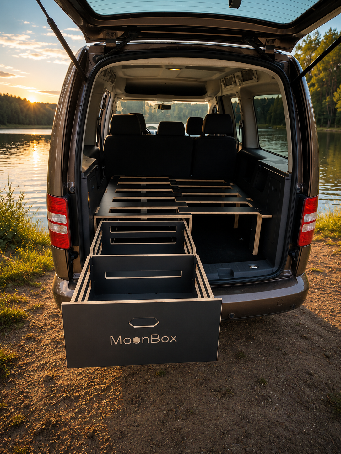 Moonbox Campingbox Schlafsystem Minivan 67cm CADDY Dunkelgrau