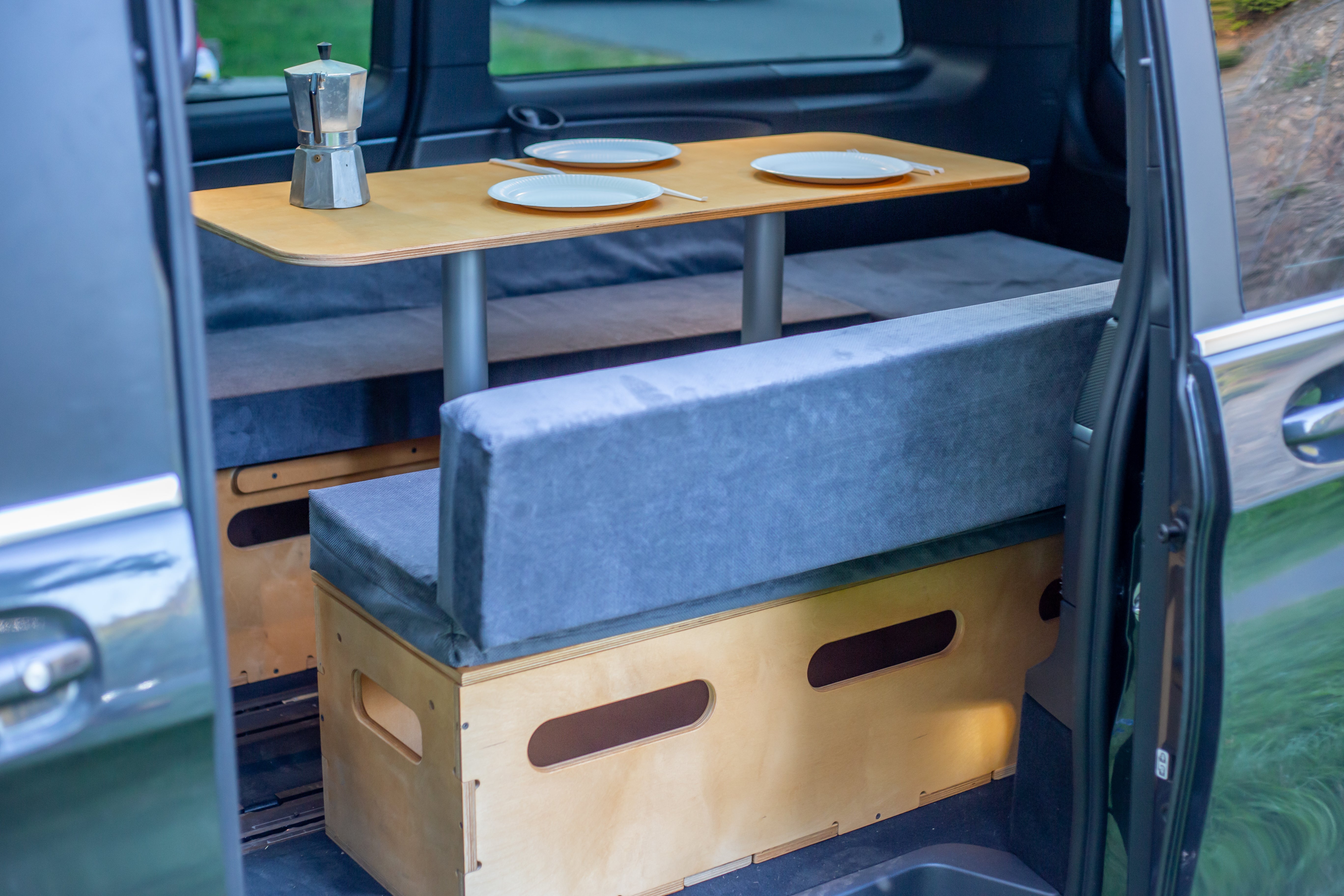 Moonbox Campingbox mit Tisch Van/Bus 119cm Natur