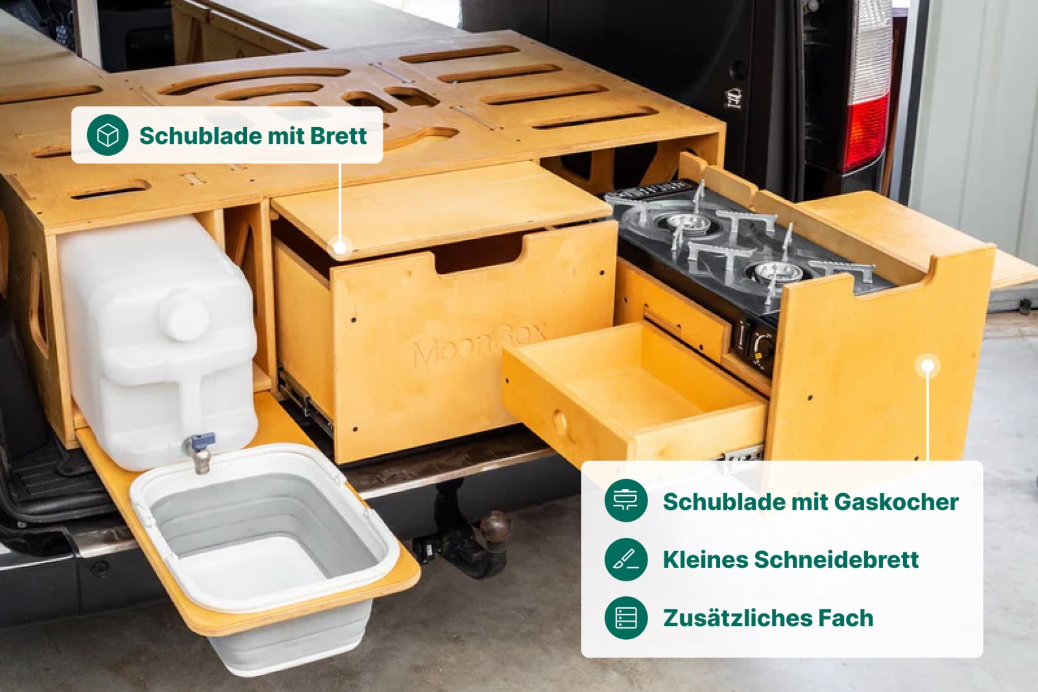 Moonbox Campingbox mit Tisch Van/Bus 119cm Modify Natur