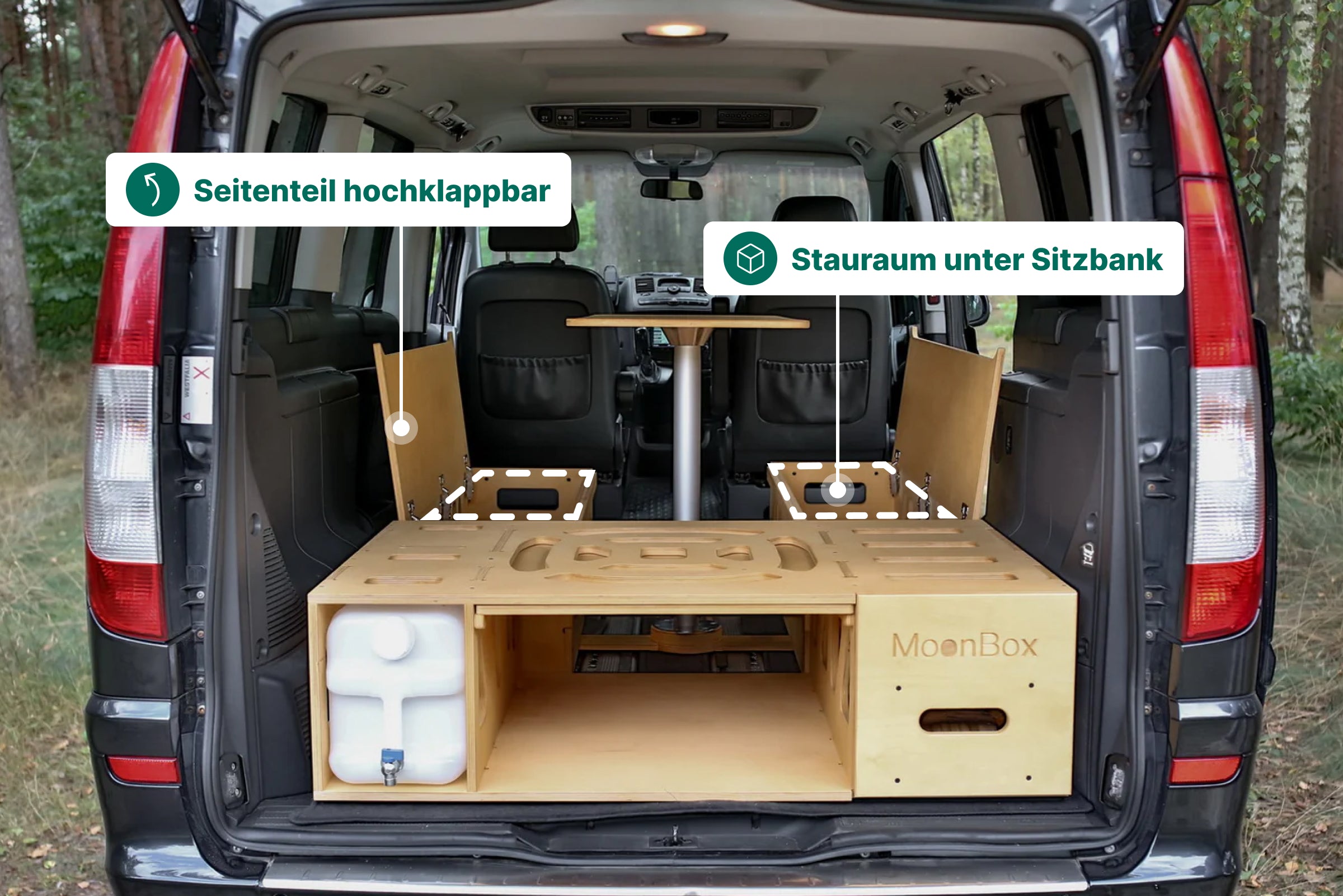 Moonbox Campingbox mit Tisch Van/Bus 119cm UV-Lack
