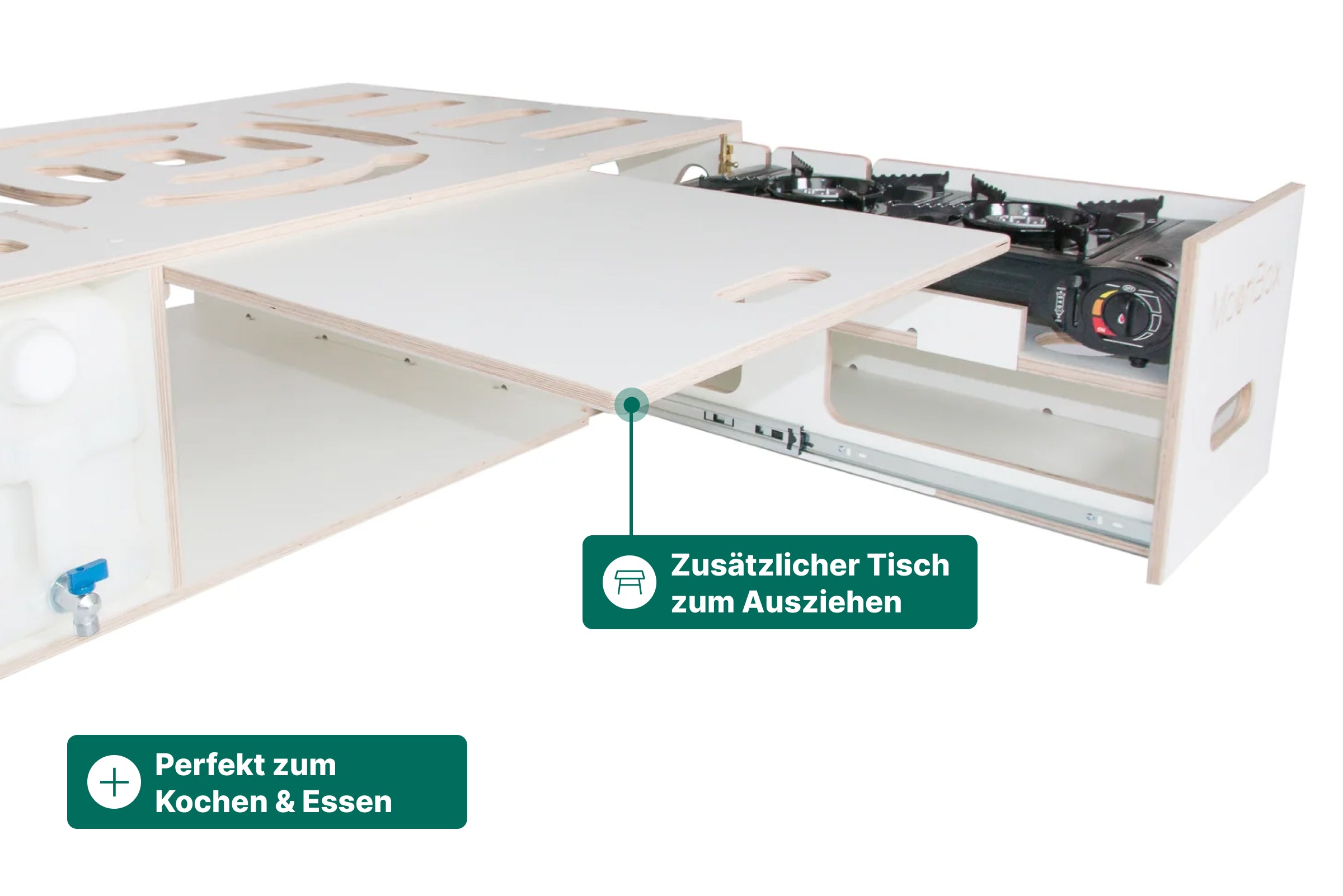Moonbox Campingbox mit Tisch Van/Bus 115cm Weiß