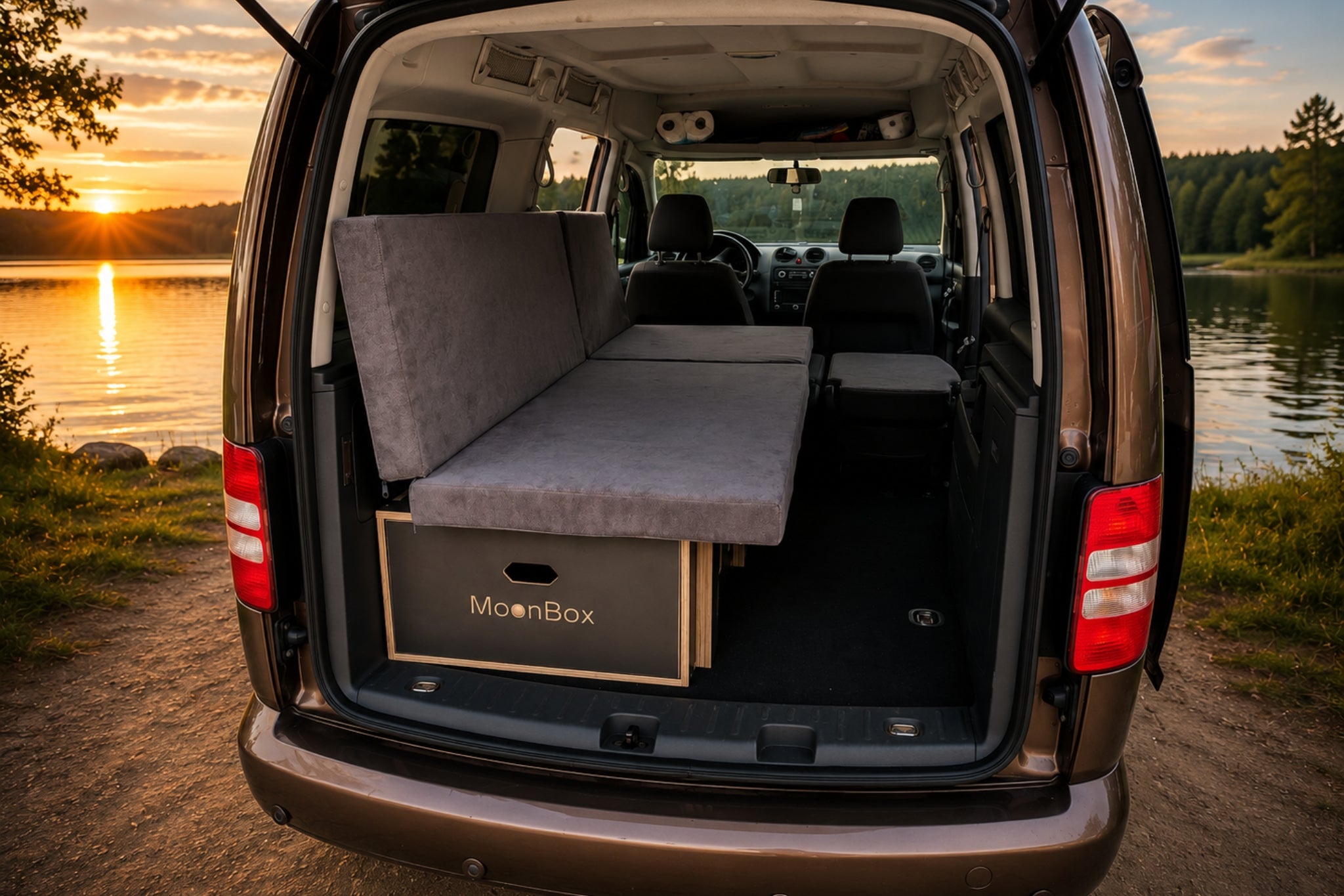 Moonbox Campingbox für Caddy Maxi Minivan - 67cm breit - Dunkelgrau