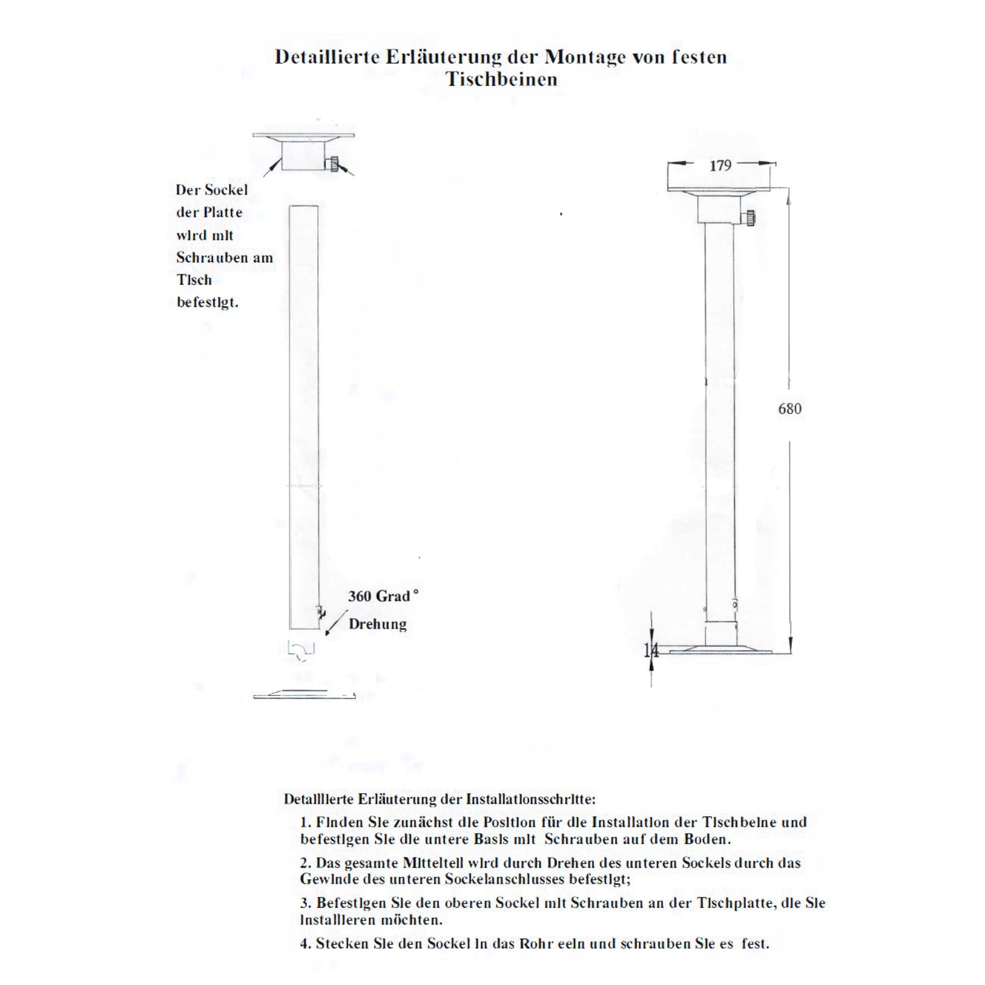 Moonbox Standard Tischbein RV-DX
