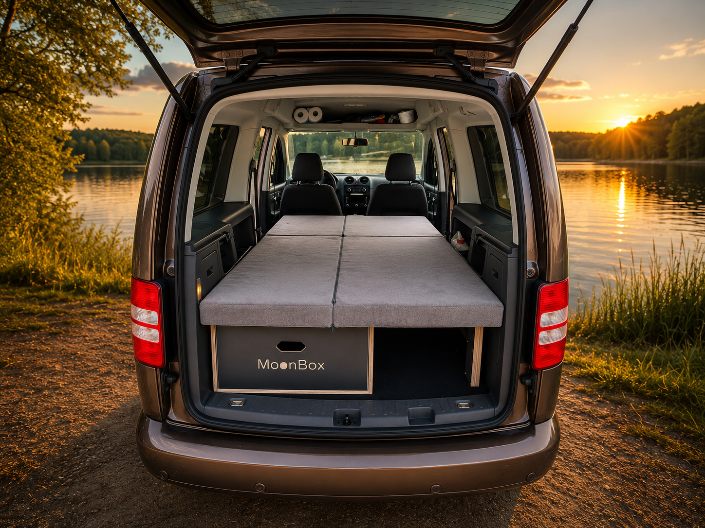 Moonbox Campingbox Schlafsystem Minivan 67cm CADDY Dunkelgrau